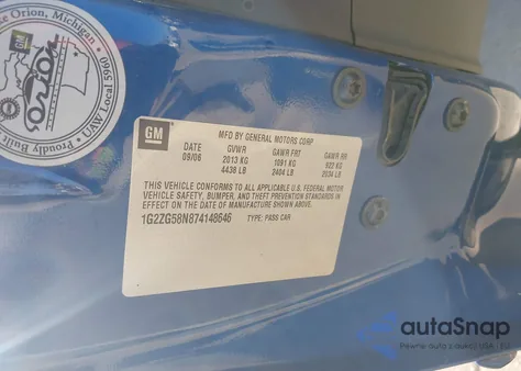 2007 Pontiac G6 from USA, damaged, VIN 1G2ZG58N874148646